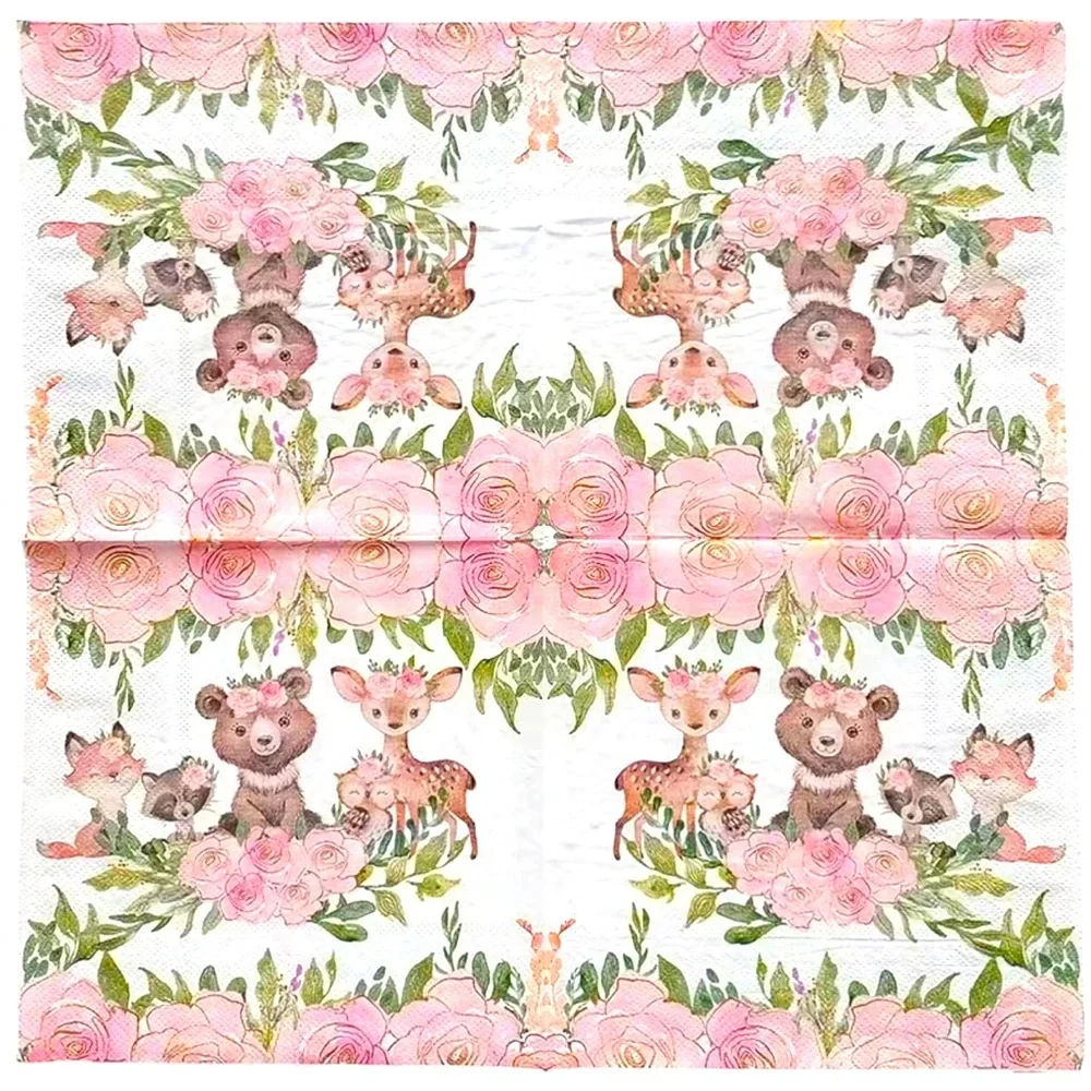 Flower Crown Forest Animals Luncheon Napkins, 20 ct